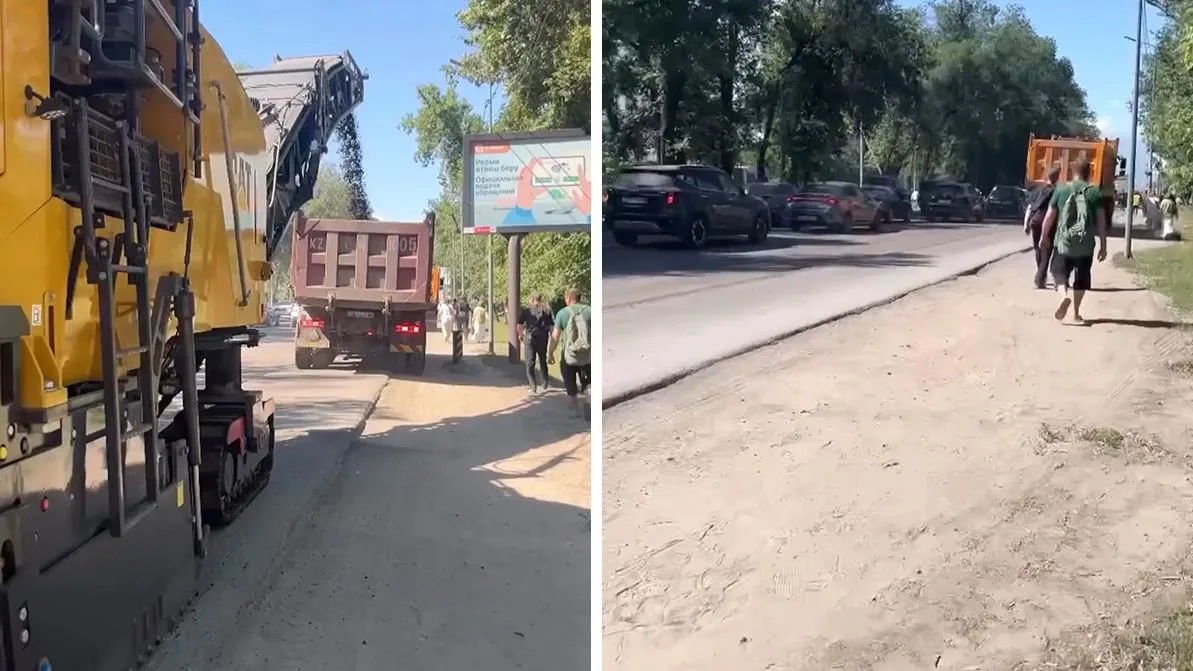 Автомобильная пробка на Кульджинском тракте в направлении Алматы во время дорожного ремонта