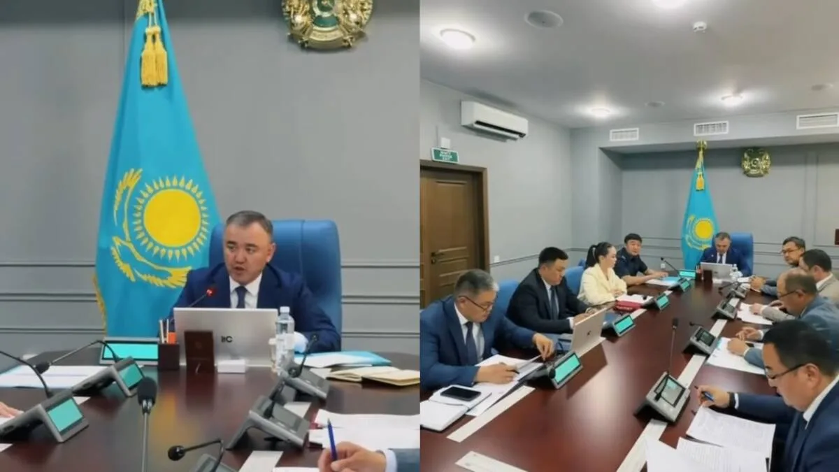 Заместитель акима области Жетісу Марат Кольбаев на заседании штаба по борьбе с наркоманией.