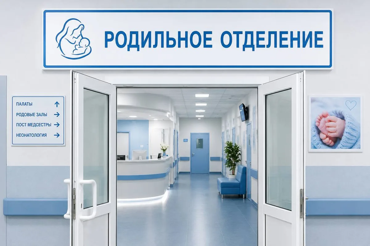 Врачи в защитных костюмах осматривают новорожденного в современном перинатальном центре Казахстана.