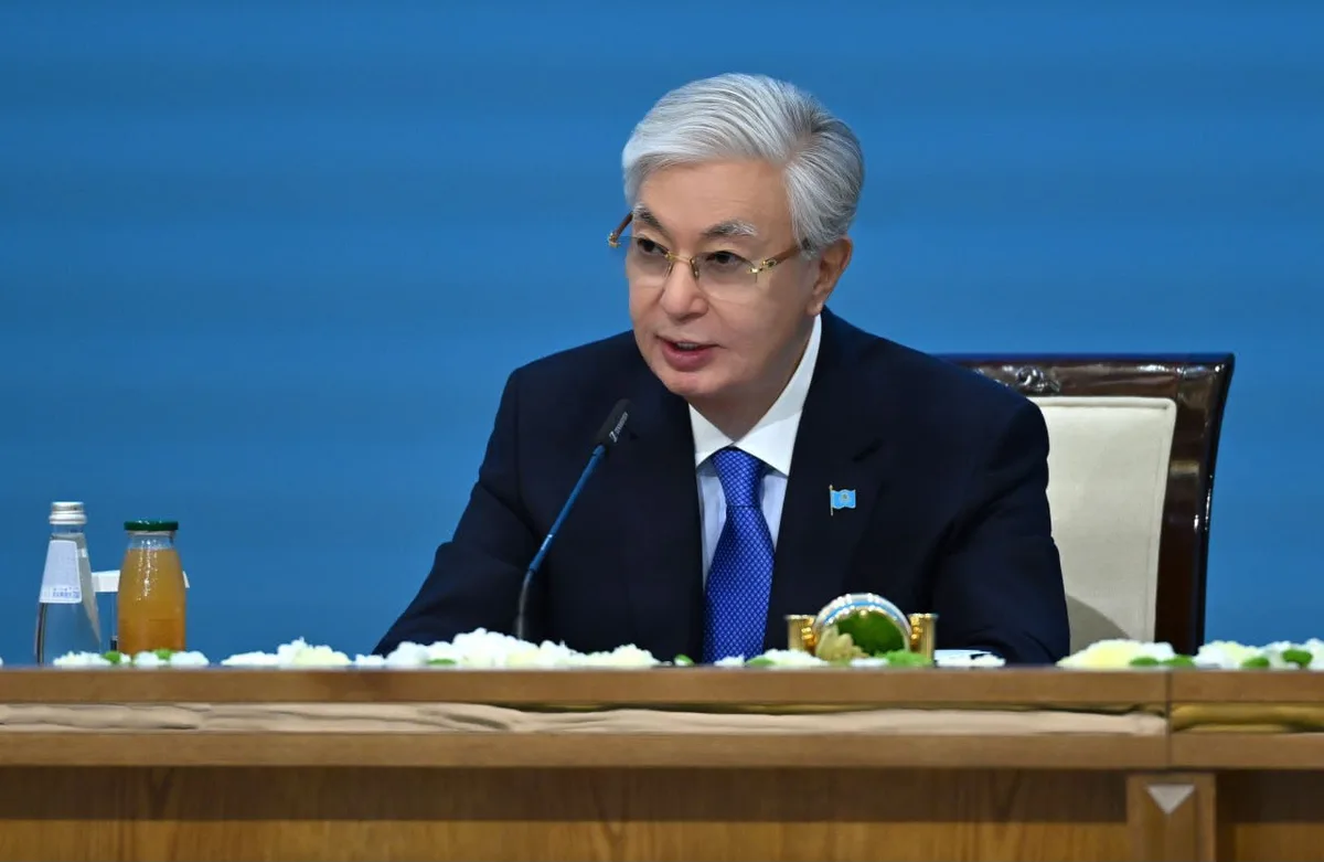 Президент Казахстана Касым-Жомарт Токаев выступает на пленарном заседании Совета иностранных инвесторов.