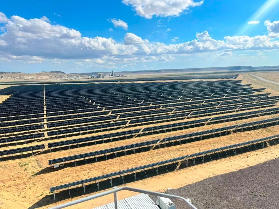 Ряды солнечных панелей на электростанции Jetisu Terra Power в области Жетісу