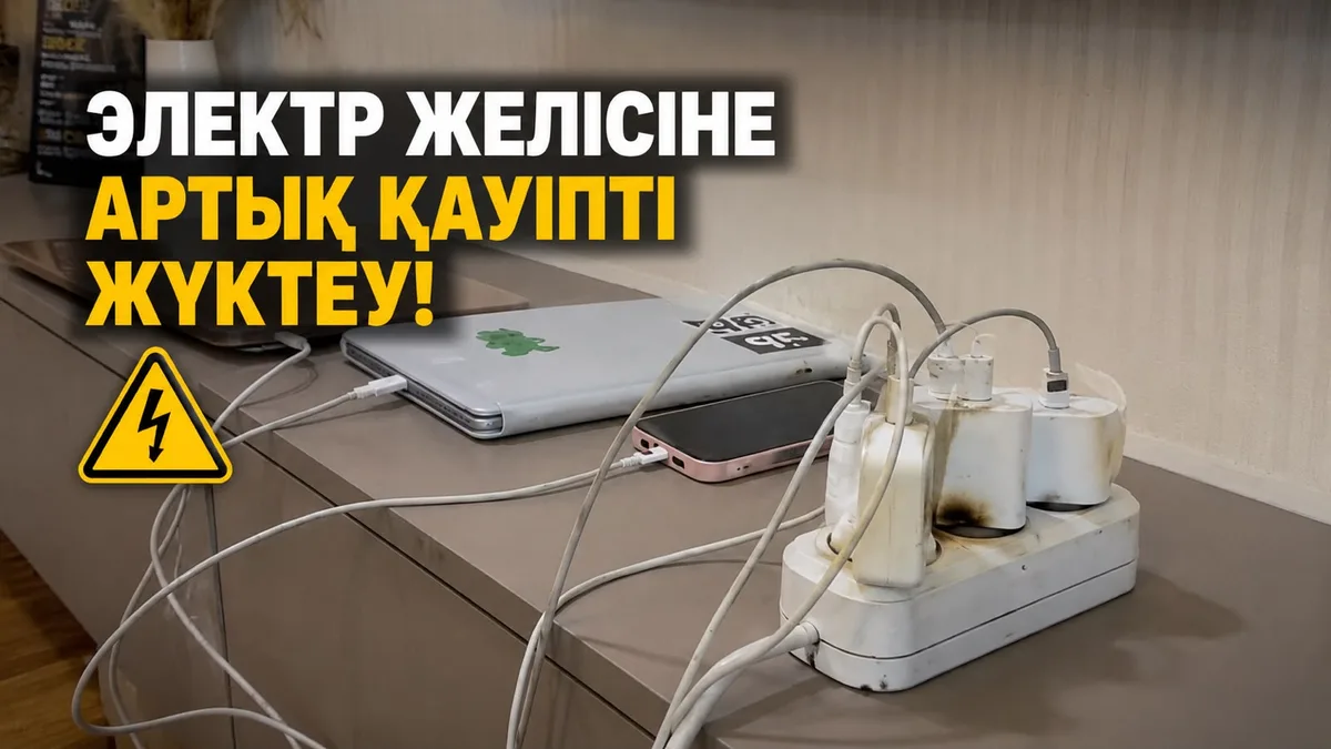 Перегруженная электрическая розетка с множеством подключенных мощных электроприборов, создающая пожароопасную ситуацию в доме.