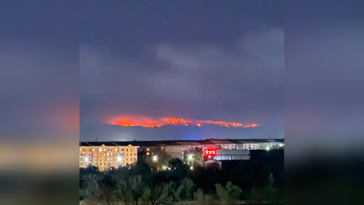 Жители Талдыкоргана несколько дней наблюдают пожар в горах