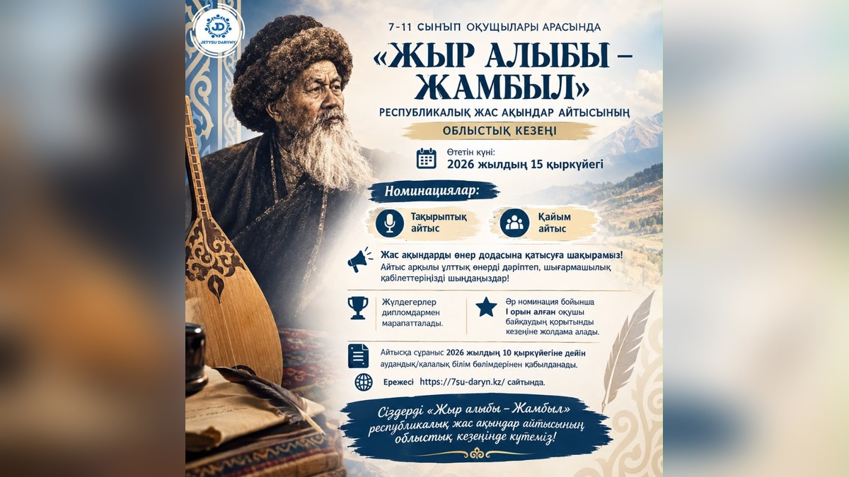 Жетісу дарыны объявил дату областного этапа айтыса «Жыр алыбы – Жамбыл»