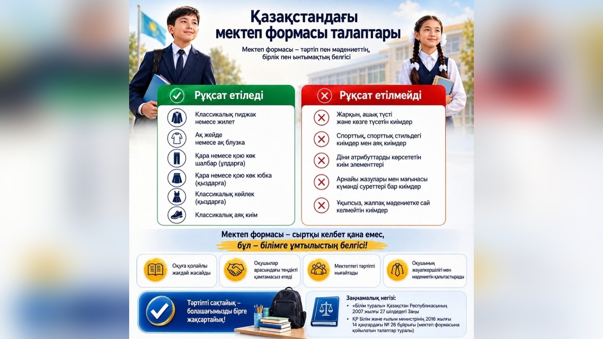 Область Жетісу напомнила о единых требованиях к школьной форме в Казахстане