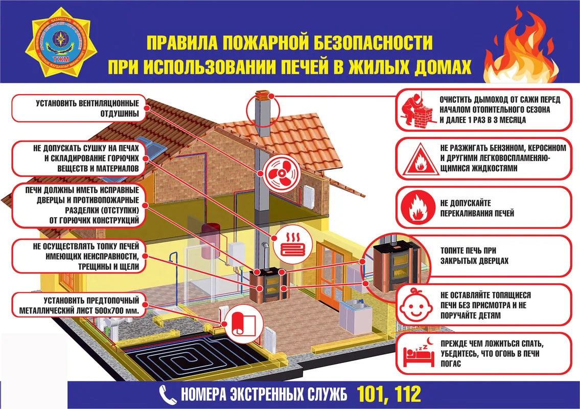 Сотрудник МЧС проводит инструктаж по пожарной безопасности жителям частного сектора, проверяя отопительную систему.