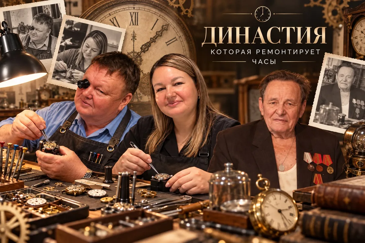Часовщик Екатерина Тумбусова ремонтирует часы в мастерской династии Тумбусовых в Талдыкоргане.